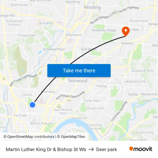 Martin Luther King Dr & Bishop St Wb to Deer park map