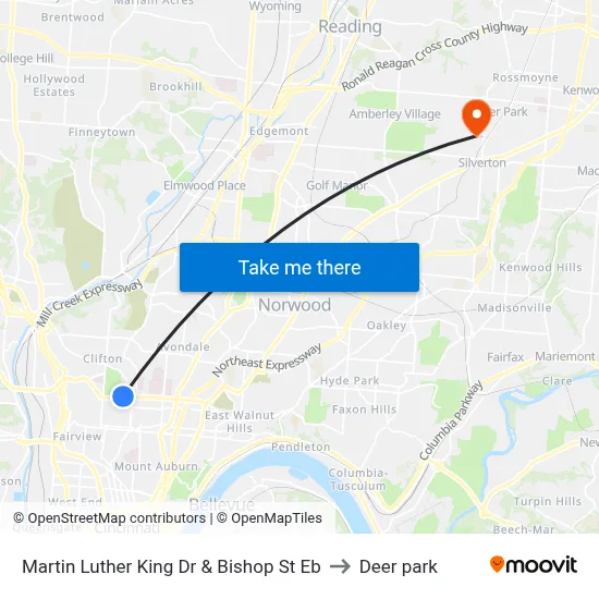 Martin Luther King Dr & Bishop St Eb to Deer park map
