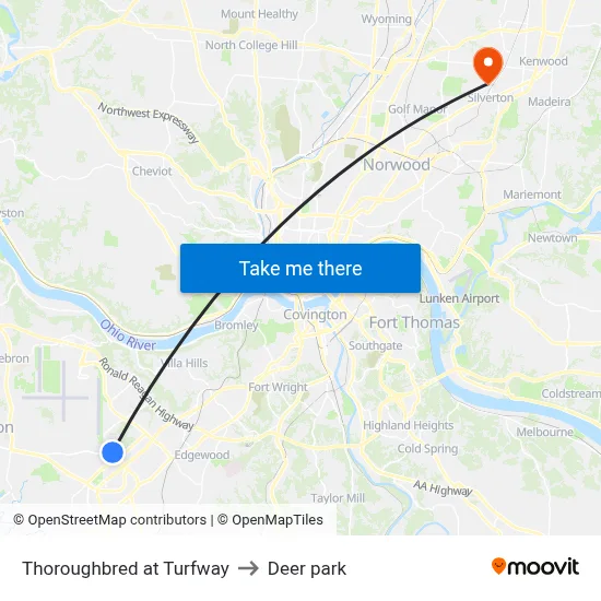 Thoroughbred at Turfway to Deer park map