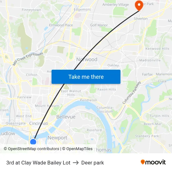 3rd at Clay Wade Bailey Lot to Deer park map