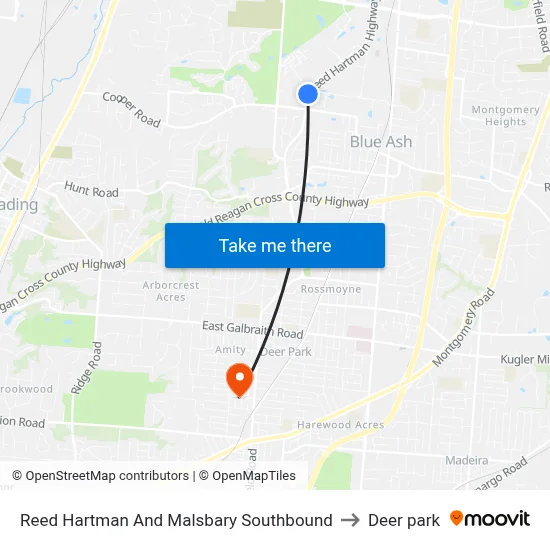 Reed Hartman And Malsbary Southbound to Deer park map
