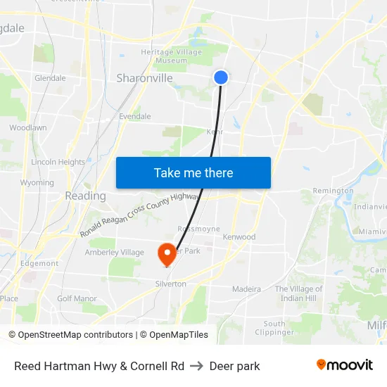 Reed Hartman Hwy & Cornell Rd to Deer park map