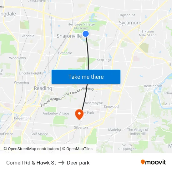 Cornell Rd & Hawk St to Deer park map