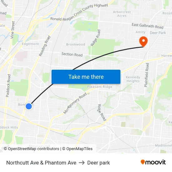 Northcutt Ave & Phantom Ave to Deer park map