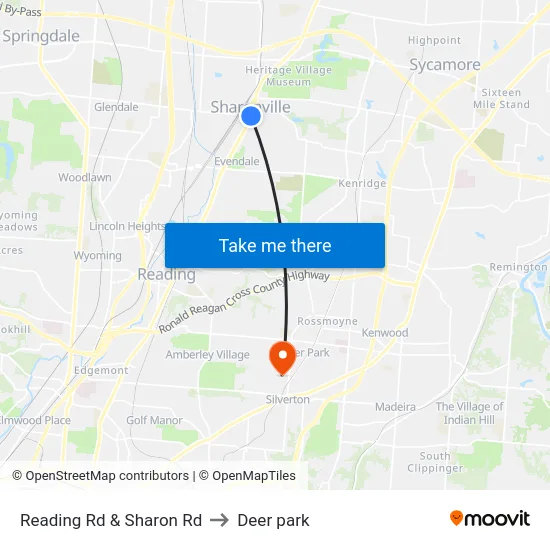 Reading Rd & Sharon Rd to Deer park map