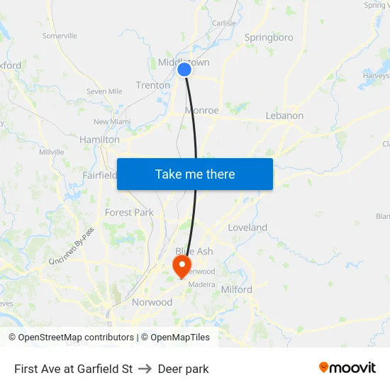 First Ave at Garfield St to Deer park map