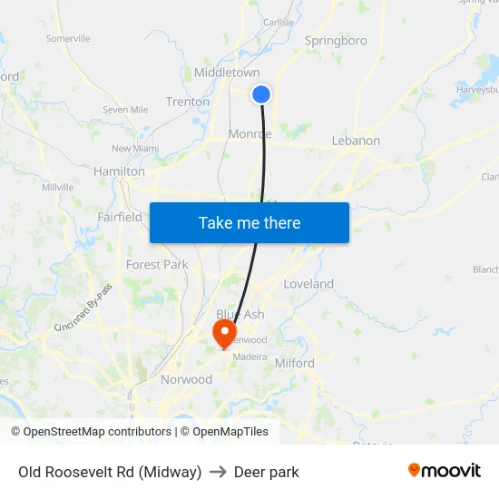 Old Roosevelt Rd (Midway) to Deer park map