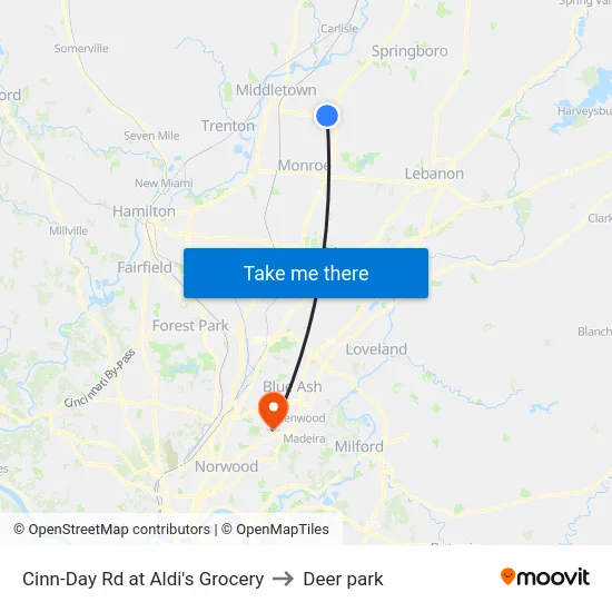 Cinn-Day Rd at Aldi's Grocery to Deer park map