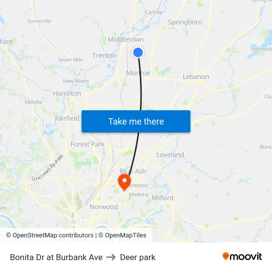 Bonita Dr at Burbank Ave to Deer park map