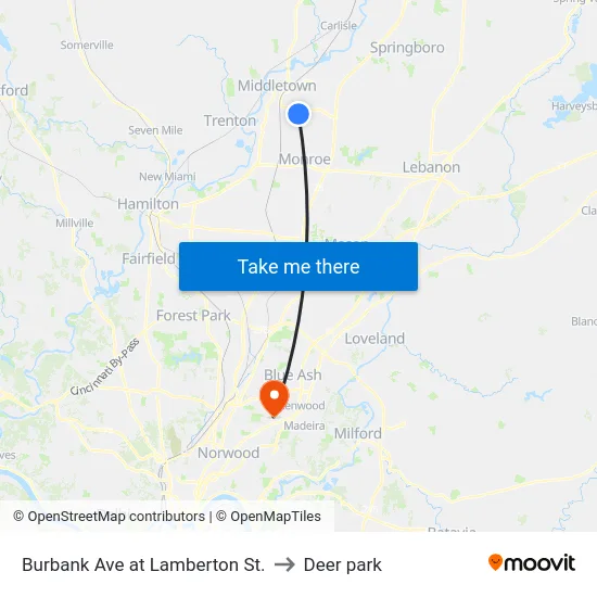 Burbank Ave at Lamberton St. to Deer park map