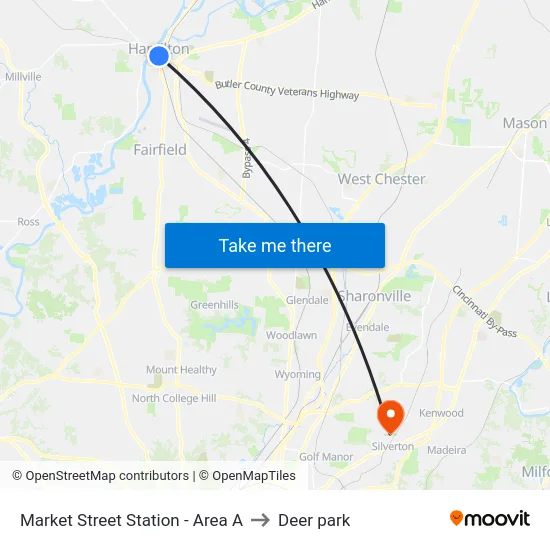 Market Street Station - Area A to Deer park map