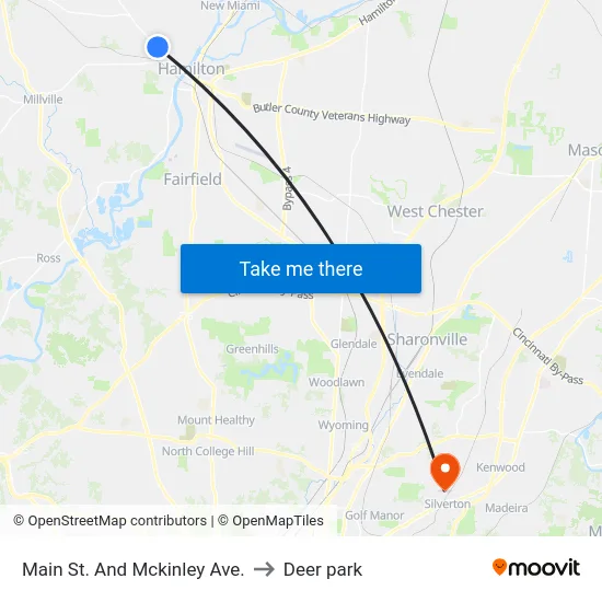 Main St. And Mckinley Ave. to Deer park map