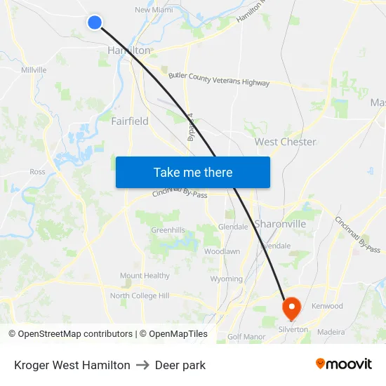 Kroger West Hamilton to Deer park map