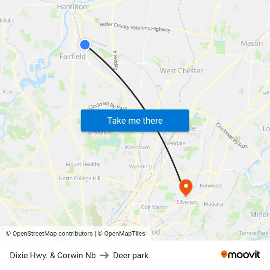 Dixie Hwy. & Corwin Nb to Deer park map
