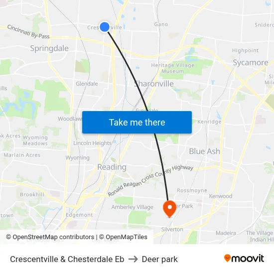 Crescentville & Chesterdale Eb to Deer park map