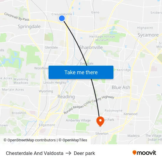 Chesterdale And Valdosta to Deer park map