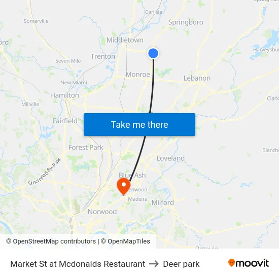 Market St at Mcdonalds Restaurant to Deer park map