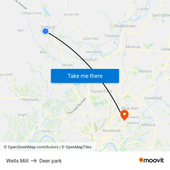 Wells Mill Wb to Deer park map