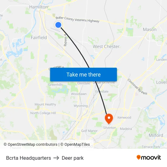 Bcrta Headquarters to Deer park map