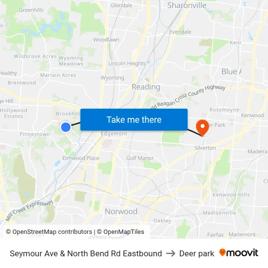 Seymour Ave & North Bend Rd Eastbound to Deer park map