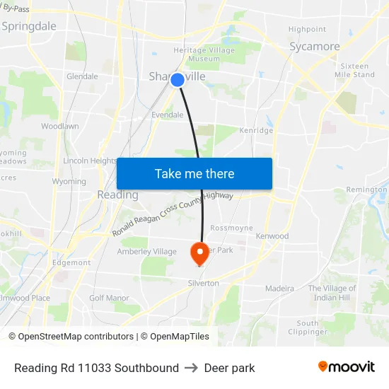 Reading Rd 11033 Southbound to Deer park map