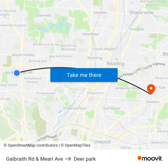 Galbraith Rd & Mearl Ave to Deer park map
