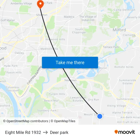 Eight Mile Rd 1932 to Deer park map