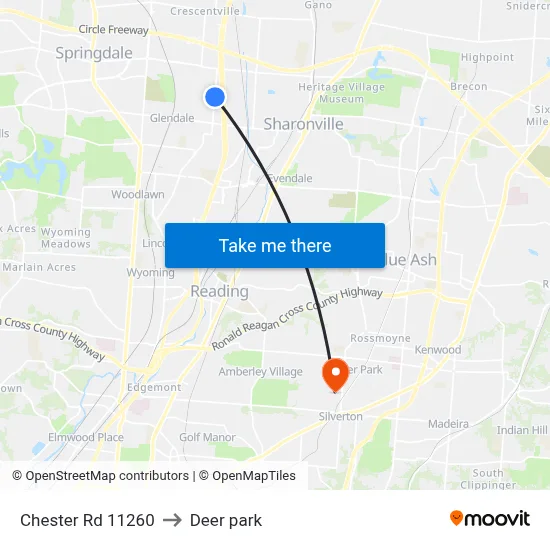 Chester Rd 11260 to Deer park map