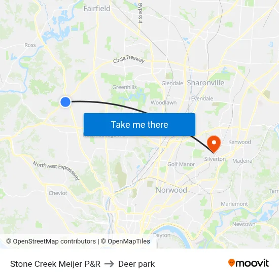 Stone Creek Meijer P&R to Deer park map