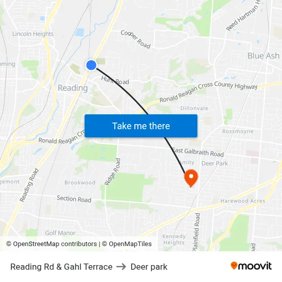 Reading Rd & Gahl Terrace to Deer park map