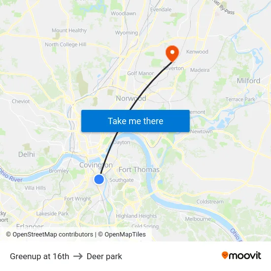 Greenup at 16th to Deer park map