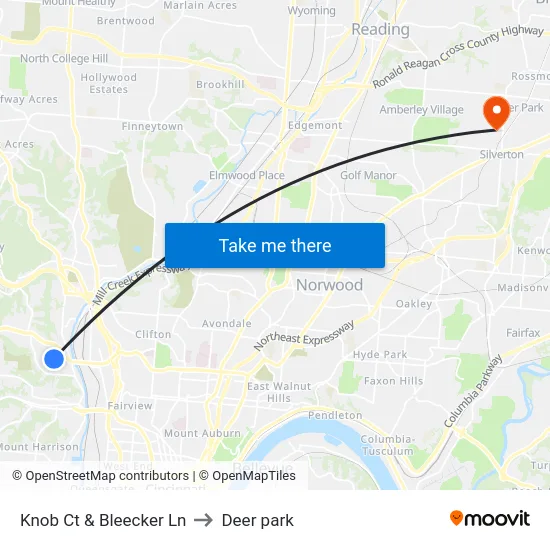 Knob Ct & Bleecker Ln to Deer park map