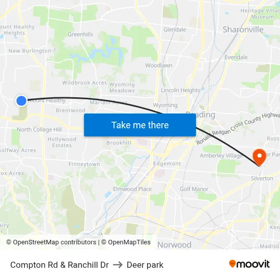 Compton Rd & Ranchill Dr to Deer park map