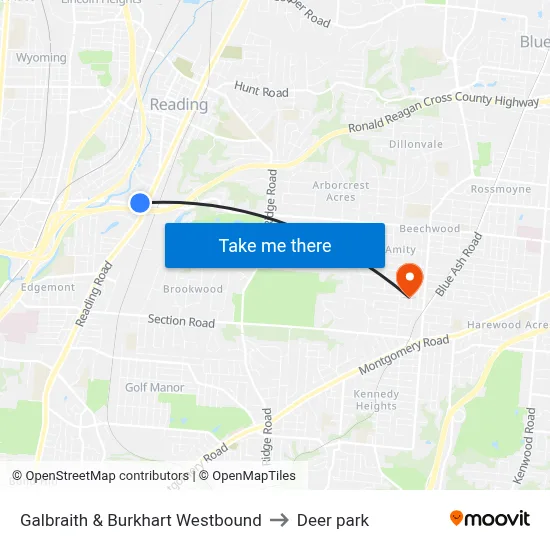 Galbraith & Burkhart Westbound to Deer park map