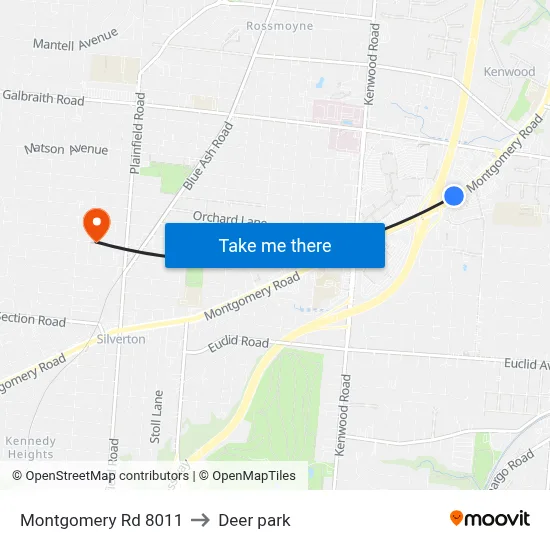 Montgomery Rd 8011 to Deer park map