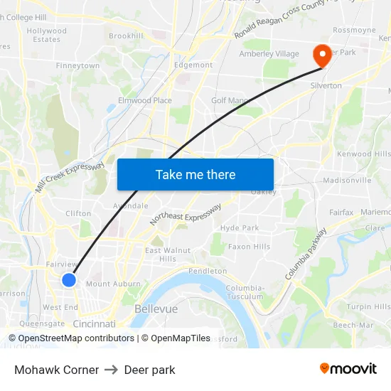 Mohawk Corner to Deer park map