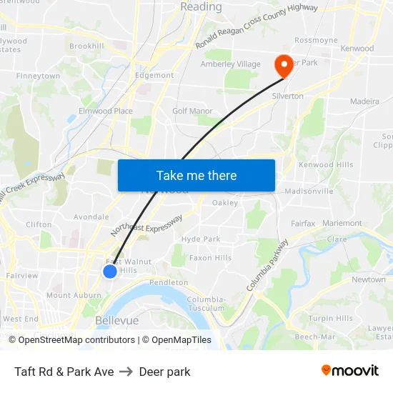 Taft Rd & Park Ave to Deer park map