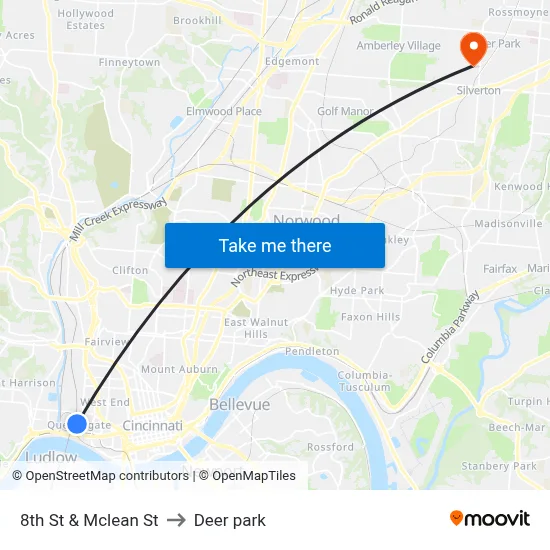 8th St & Mclean St to Deer park map