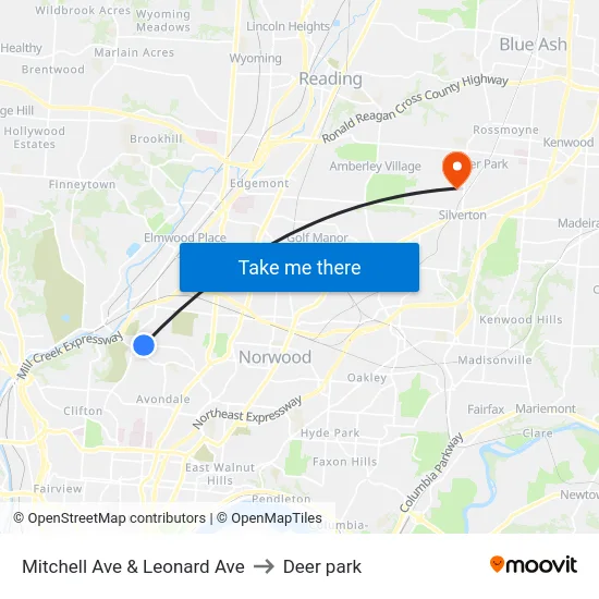 Mitchell Ave & Leonard Ave to Deer park map