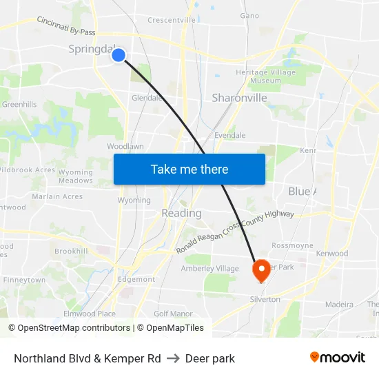 Northland Blvd & Kemper Rd to Deer park map