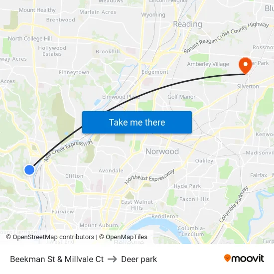 Beekman St & Millvale Ct to Deer park map