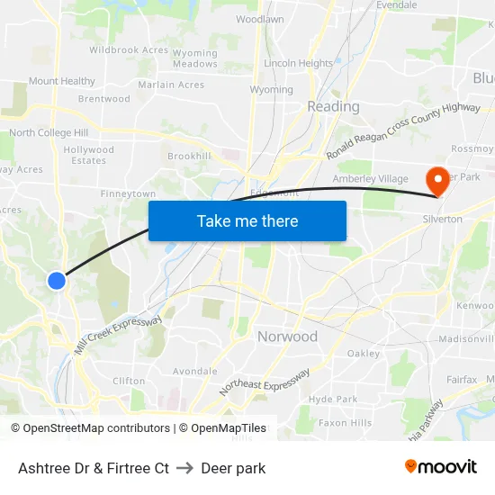 Ashtree Dr & Firtree Ct to Deer park map