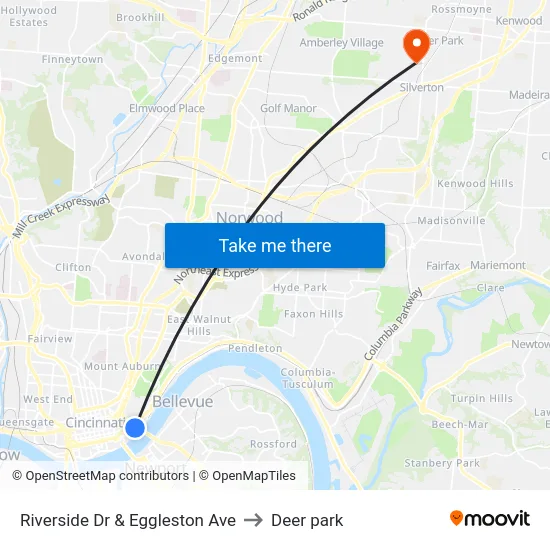 Riverside Dr & Eggleston Ave to Deer park map
