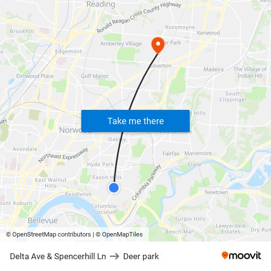 Delta Ave & Spencerhill Ln to Deer park map