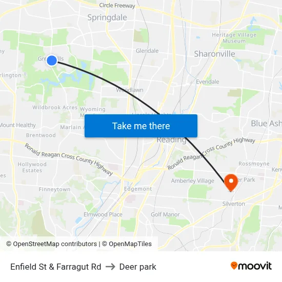 Enfield St & Farragut Rd to Deer park map