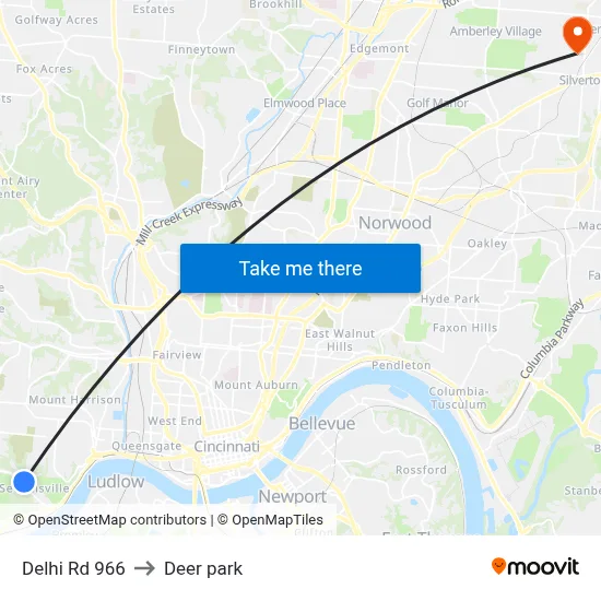 Delhi Rd 966 to Deer park map
