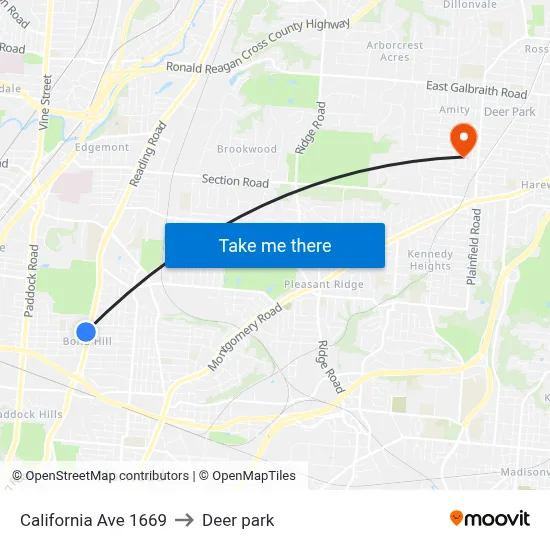 California Ave 1669 to Deer park map