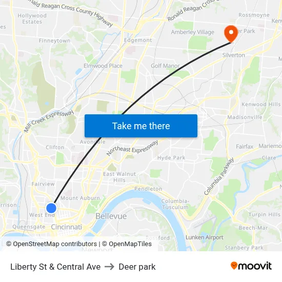 Liberty St & Central Ave to Deer park map