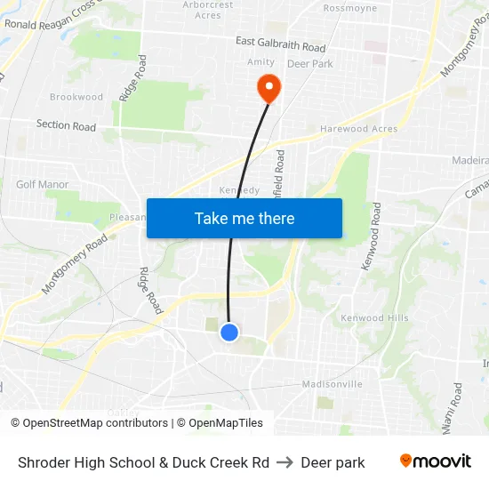 Shroder High School & Duck Creek Rd to Deer park map