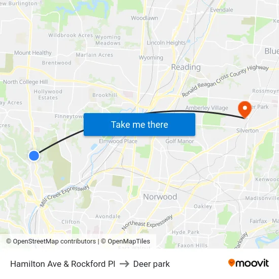 Hamilton Ave & Rockford Pl to Deer park map
